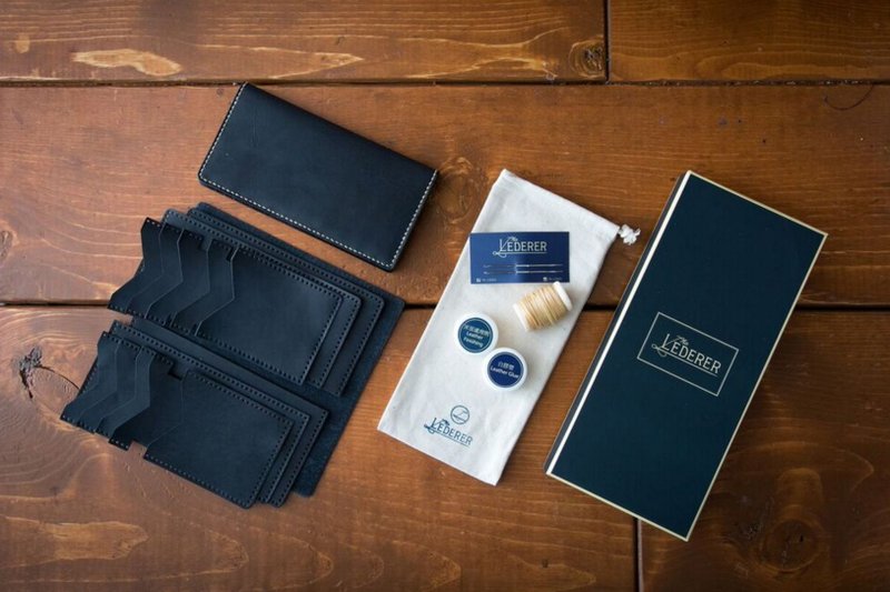 情侣套装 3卡相片短夹 + 10卡长夹。手缝皮革材料包。SPS005 - 皮件 - 真皮 黑色