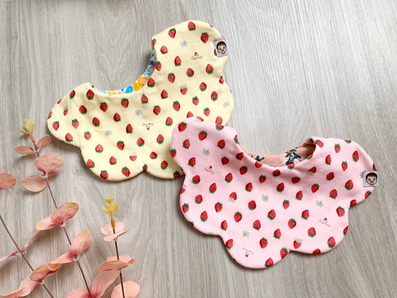 想吃一口甜心草莓 围兜兜 口水巾 双兜组 - 围嘴/口水巾 - 棉．麻 