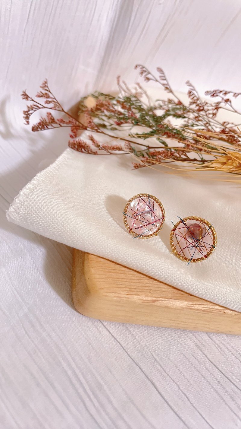 不规则金葱细丝耳针 - 耳环/耳夹 - 其他材质 