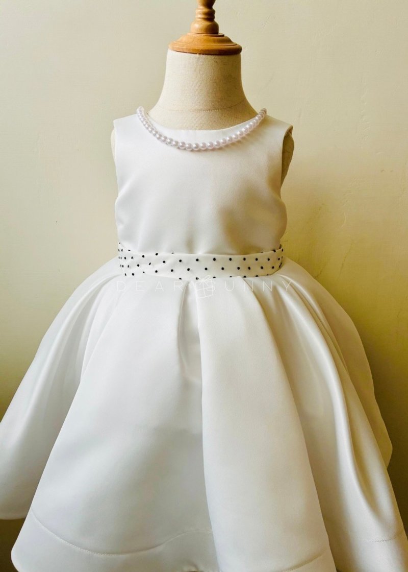 儿童缎面手工礼服—Kiki - 童装礼服/连衣裙 - 其他人造纤维 白色