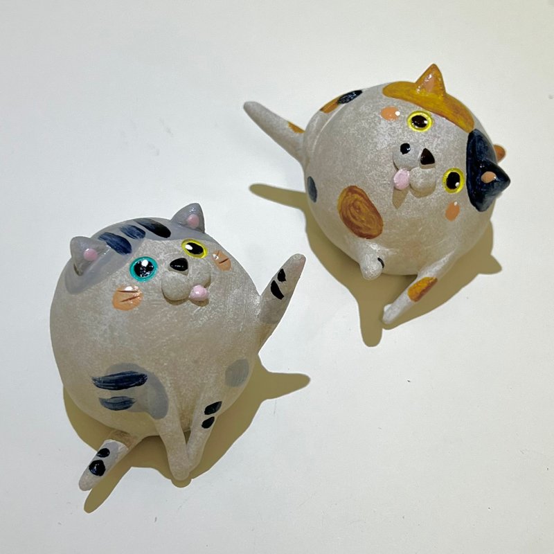慵懒猫猫花橘猫 - 摆饰 - 陶 