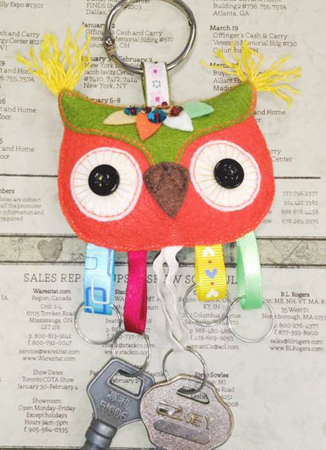 Key Holder 钥匙圈 - 橙绿猫头鹰 - 钥匙链/钥匙包 - 其他人造纤维 橘色