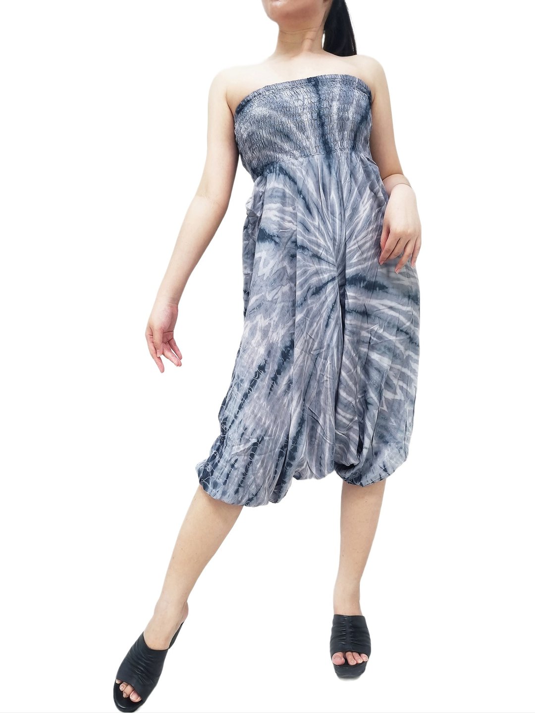 Tie dye Pants Harem Pants Jumpsuit Rayon Pants Drop Crotch Trouser Unisex - 男士长裤 - 其他材质 灰色