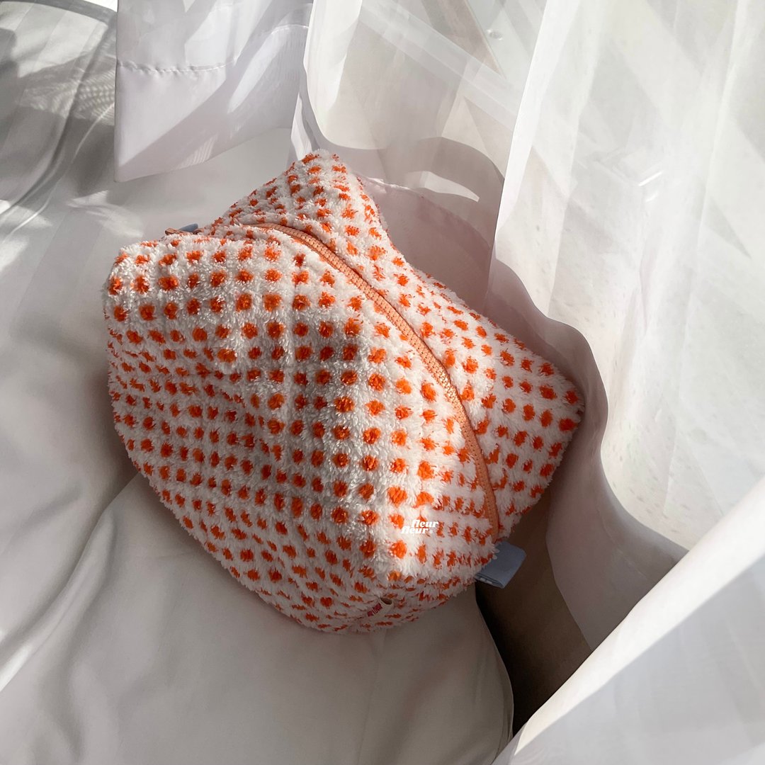 橘色圆点图案 Pouch - 化妆包/杂物包 - 棉 多色