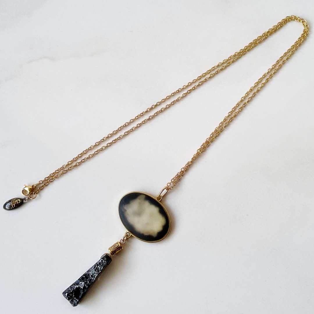 Galaxy necklace /满月/ 可替换式 满月_金 L - 项链 - 树脂 金色