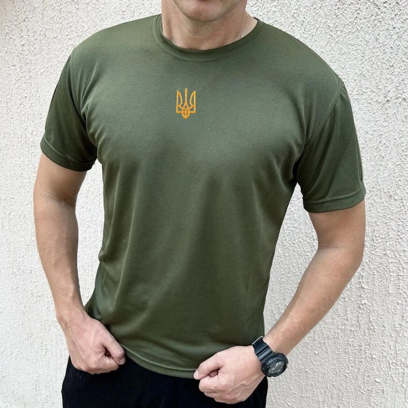 乌克兰卖家三叉戟刺绣乌克兰 T 恤泽连斯基 T 恤 - 男装衬衫 - 棉．麻 卡其色
