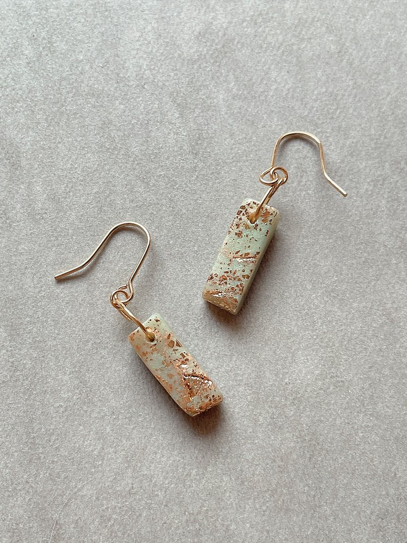 -碎银/*小吊牌2色*陶制耳环*耳夹 - 耳环/耳夹 - 陶 