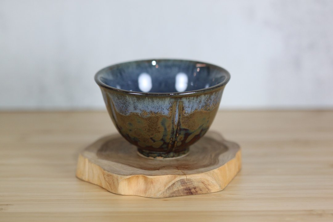 【沐春生活】80ml 怪色 天目釉 葵口茶杯 莺歌名家叶敏祥作品 - 茶具/茶杯 - 瓷 