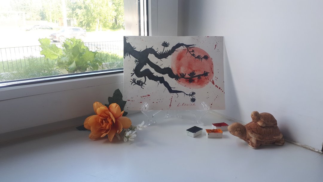 日式风格水彩画、艺术、作品、亚洲花朵与花卉 - 墙贴/壁贴 - 纸 多色