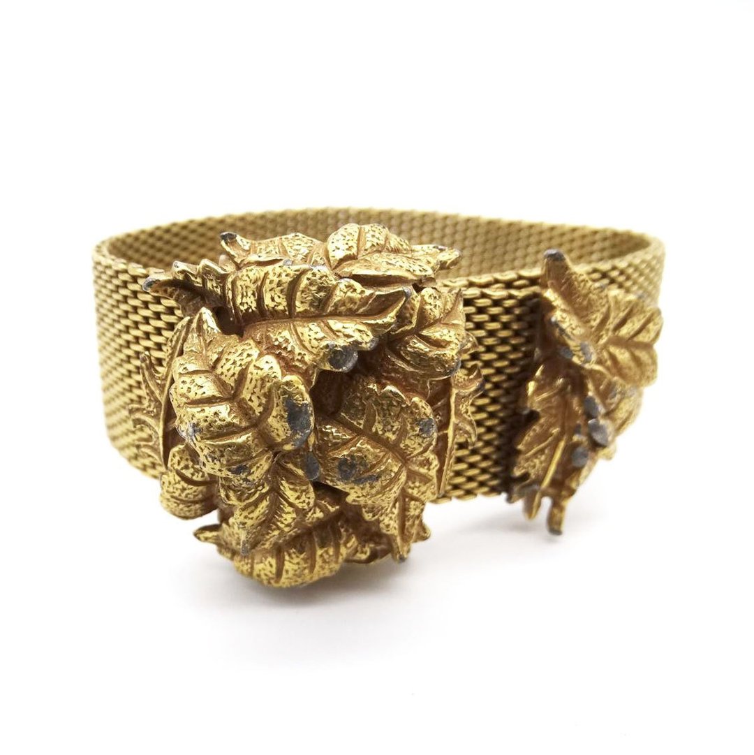 Castle cliff 50s USA vintage leaf bracelet - 手链/手环 - 其他金属 金色