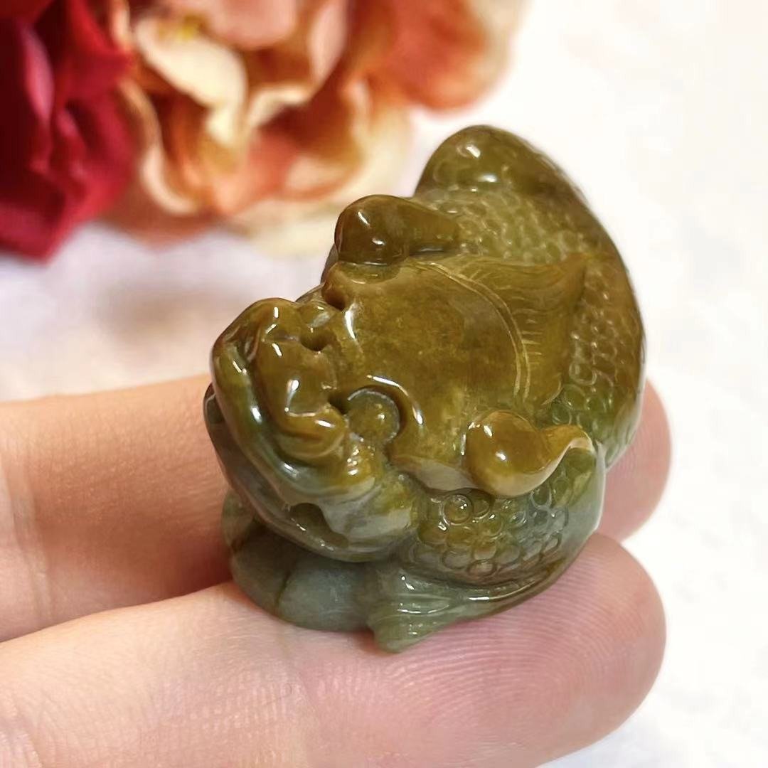 多宝晶石/天然翡翠A货三脚蟾/红翡蟾蜍/招财金蟾/红皮蟾蜍/附证书 - 项链 - 玉石 咖啡色