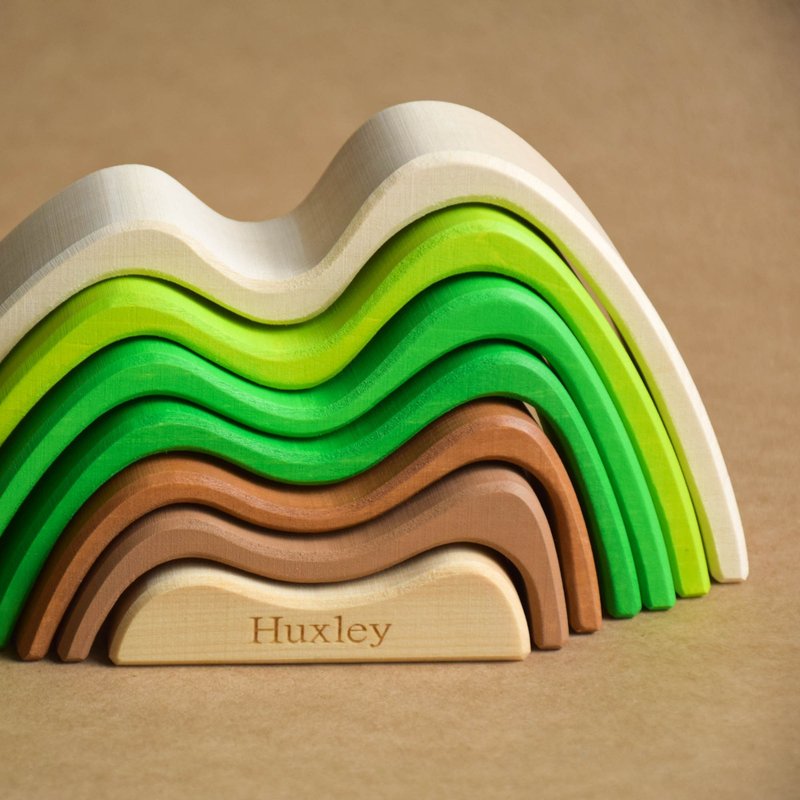 木制山堆高机蒙特梭利拼图玩具独特的个人化礼物 - 玩具/玩偶 - 木头 绿色