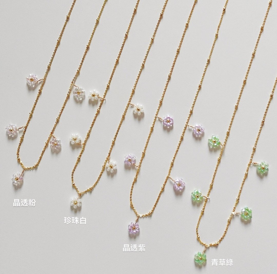 Lily Valley 碎花派对 | 手工串珠项链 - 项链 - 半宝石 白色