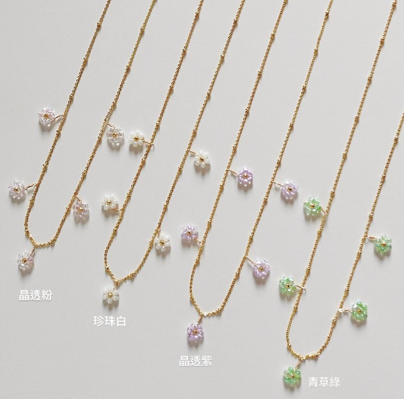 Lily Valley 碎花派对 | 手工串珠项链 - 项链 - 半宝石 白色