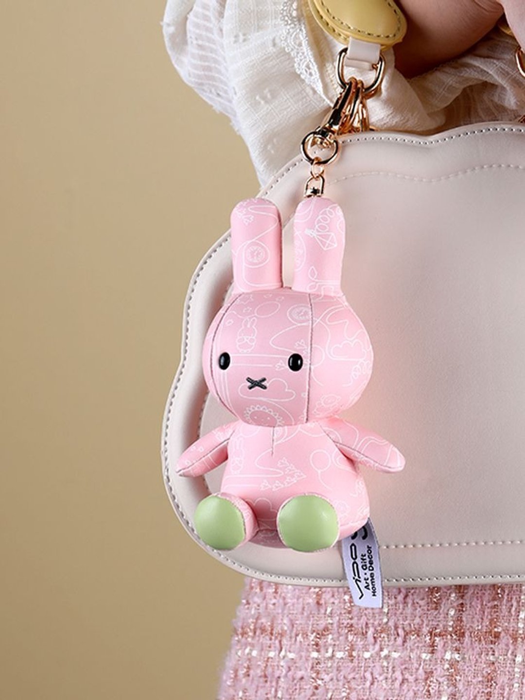 miffy 皮革挂饰-粉红色 - 吊饰 - 棉 白色