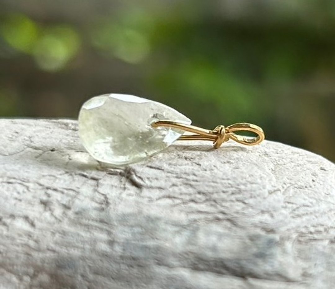 K24 纯金 利比亚沙漠玻璃 坠饰 / 耳环 ◇K24 Pure Gold Libyan desert glass - 项链 - 宝石 蓝色