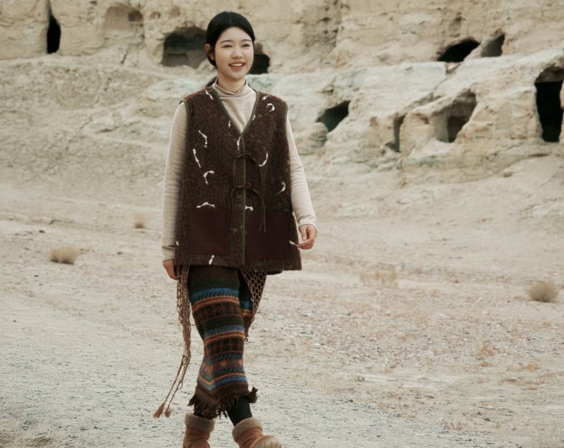 【绣花毛呢】新中式复古藏风 原生绒感背心 - 女装背心 - 其他材质 咖啡色