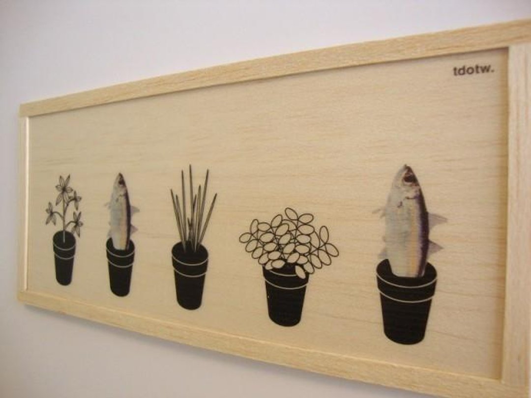 Fish plant - 墙贴/壁贴 - 木头 卡其色