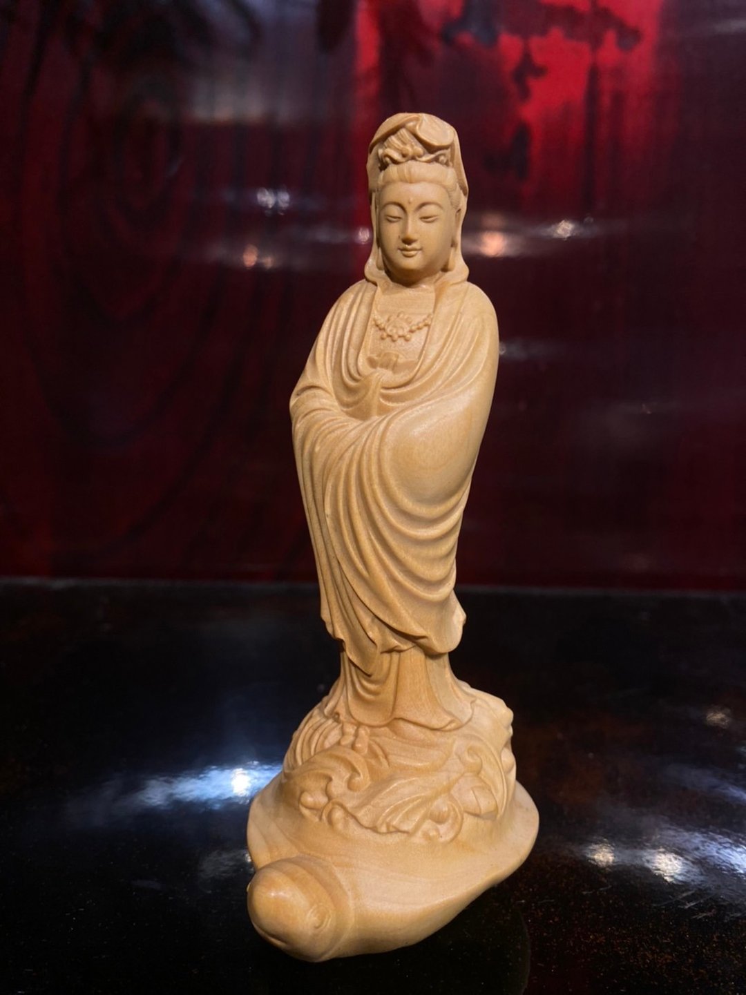 佛像/延寿观音/黄杨木原木手工雕刻/艺术品 - 摆饰 - 木头 黄色