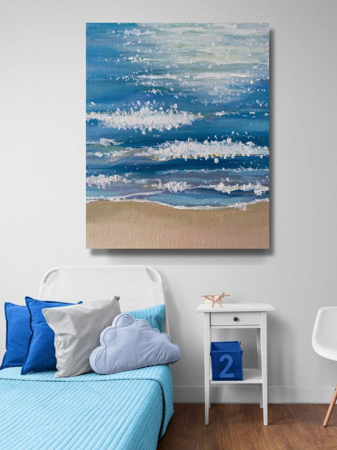 抽像風景 丙烯畫 室內畫 房間裝飾 家居擺設 百搭藝術 Tranquil Ocean－Living room paintings Nature sea - 海报/装饰画/版画 - 其他材质 多色