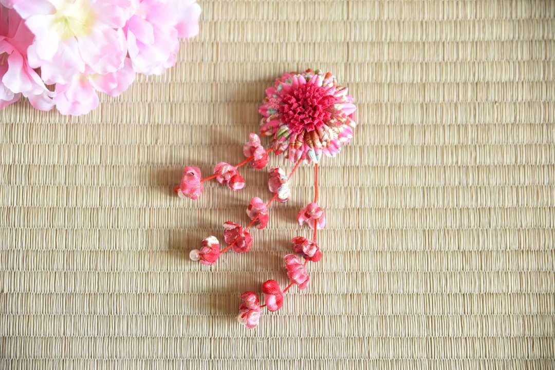 韩式小花流苏款发夹 - 发饰 - 棉 蓝色
