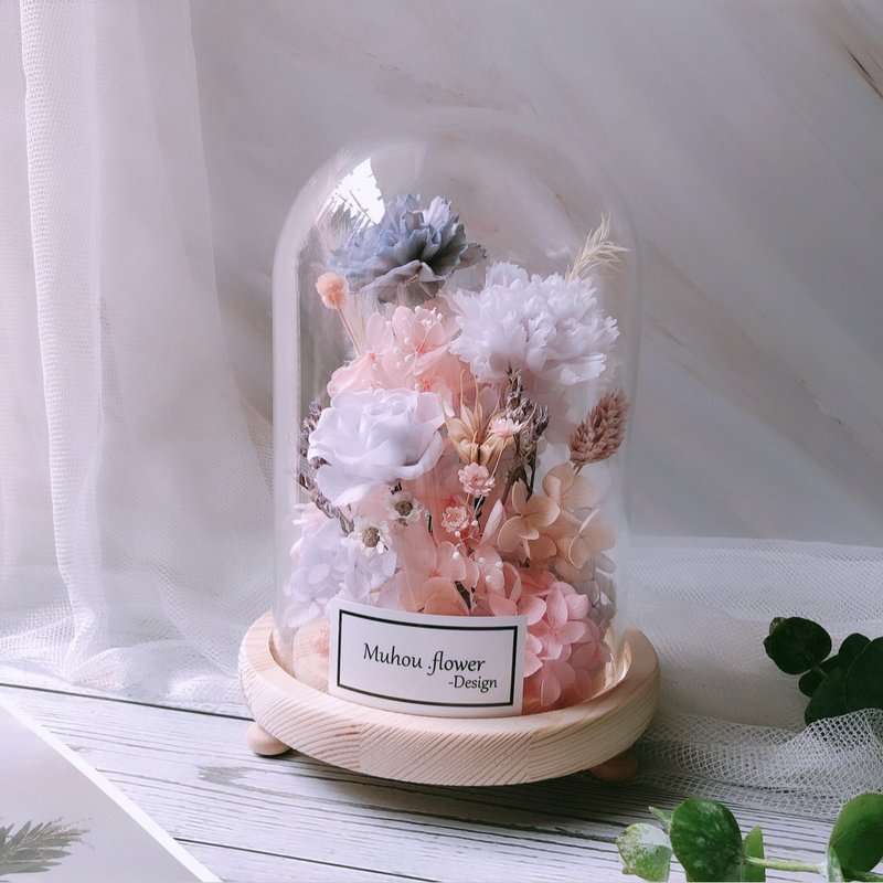 母亲节限定款 玻璃罩康乃馨 玫瑰 永生花 定制化刻字 - 干燥花/捧花 - 植物．花 