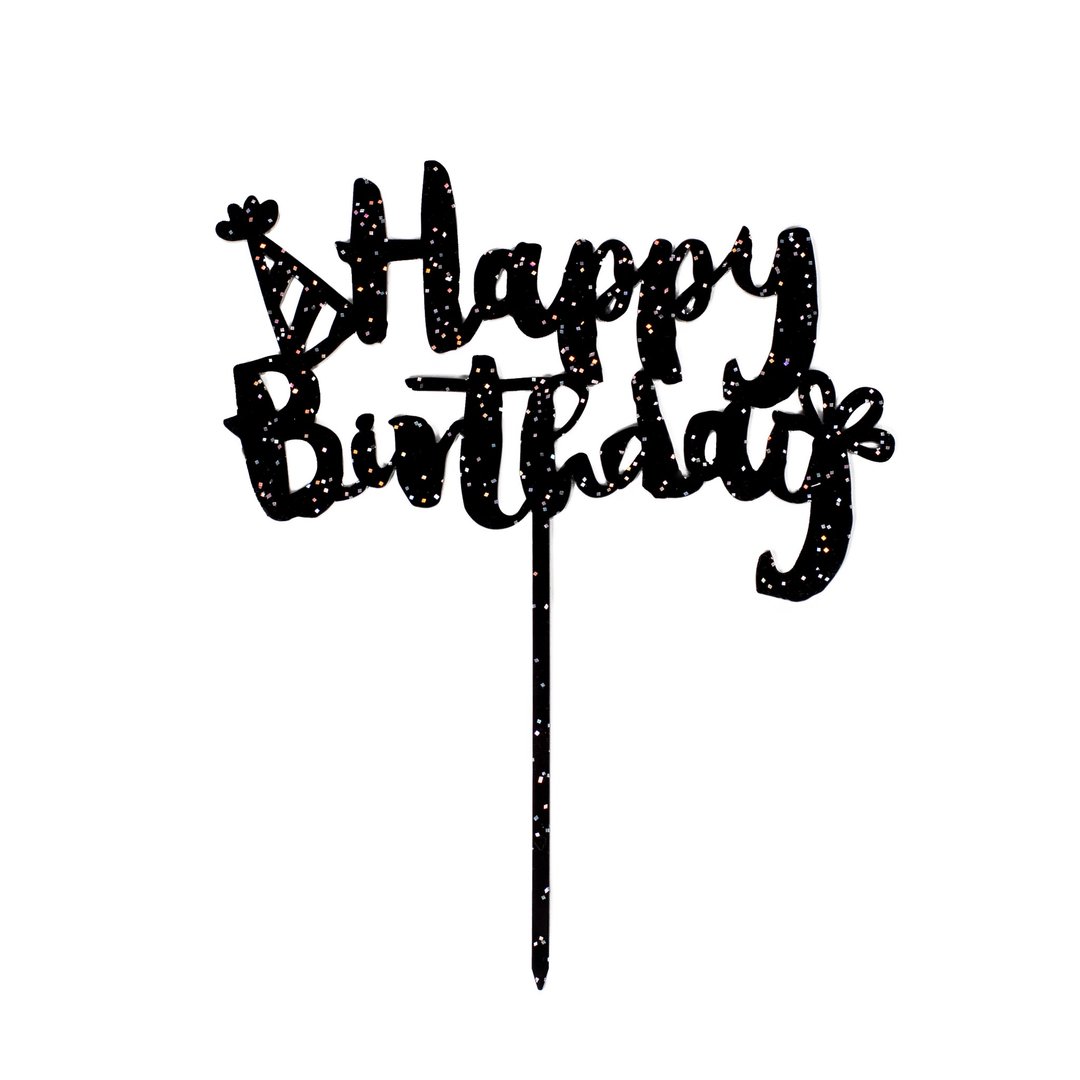 生日蛋糕插牌Happy Birthday字样 - 其他 - 压克力 黑色
