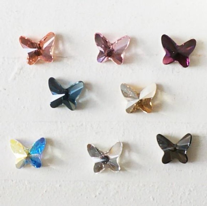Swarovski ♡ butterfly earrings *: ... - 耳环/耳夹 - 其他金属 多色