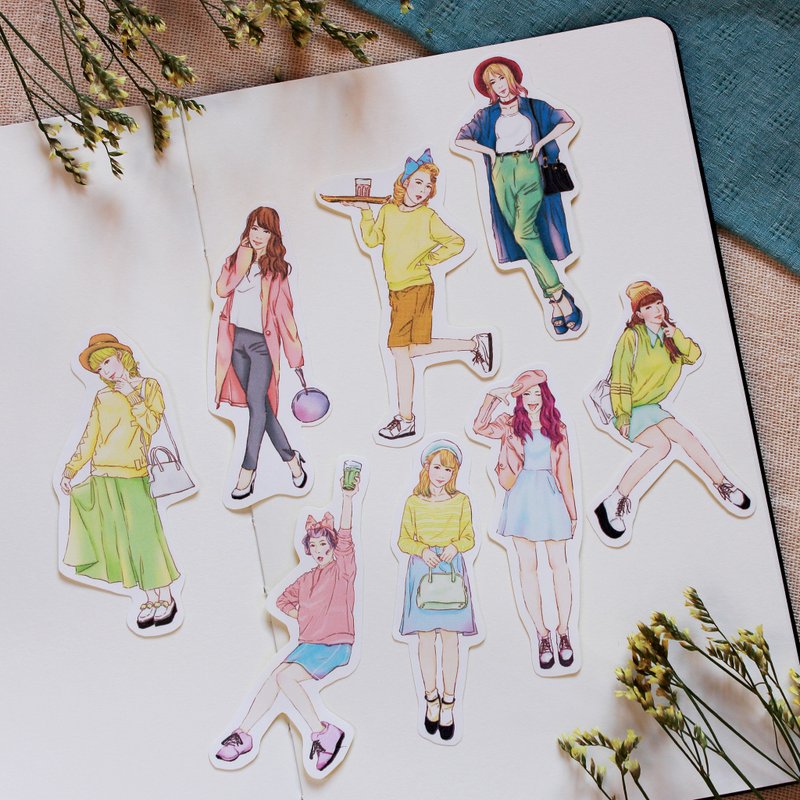 【秋枫糖果女孩】8入贴纸组 - 贴纸 - 纸 