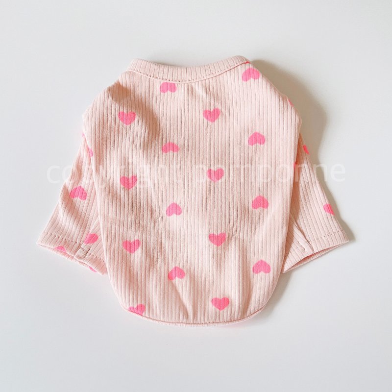宠物服饰_心形罗纹上衣_粉红色 - 衣/帽 - 棉．麻 粉红色