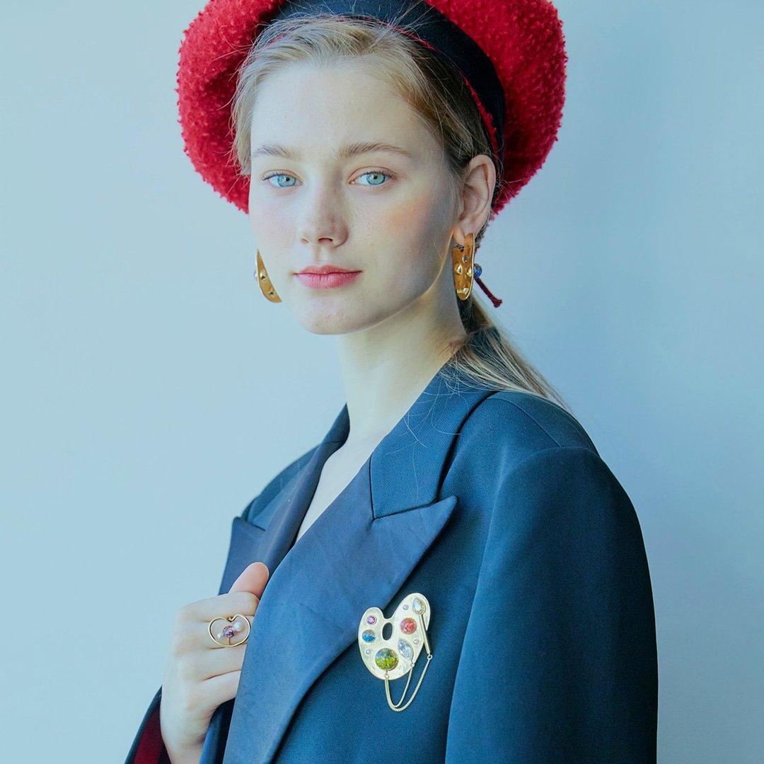 Palette Snowball Brooch - 胸针 - 玻璃 