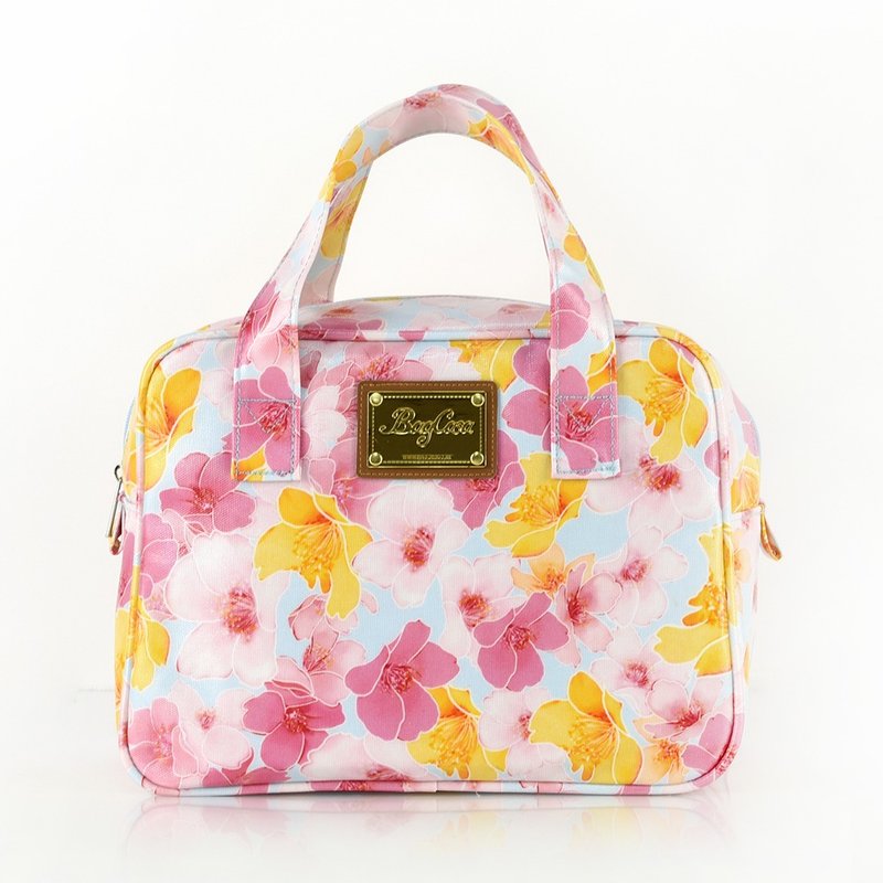 樱花优雅防水拉链小方包-纯洁蓝 - 手提包/手提袋 - 棉．麻 蓝色