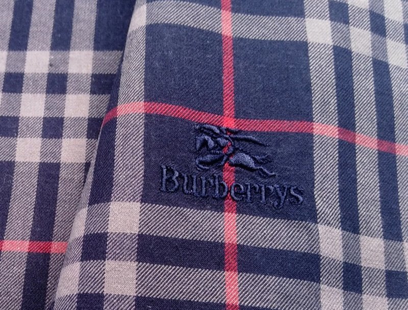 Burberry 复古手帕 - 口袋巾 蓝色格纹 19 x 18.5 英寸 - 手帕/方巾 - 棉．麻 蓝色