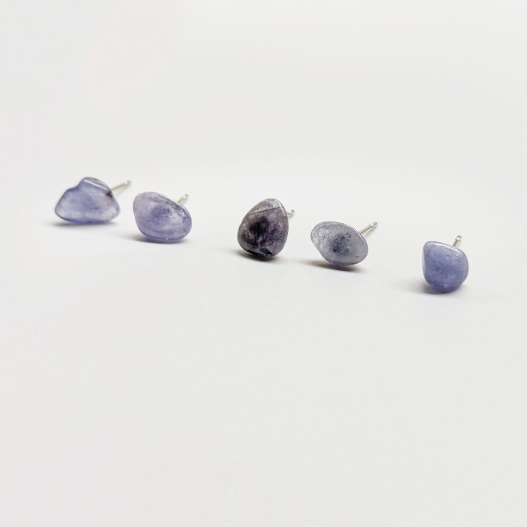 天然水晶 丹泉石 坦桑石  Tanzanite 不锈钢耳环 - 耳环/耳夹 - 半宝石 
