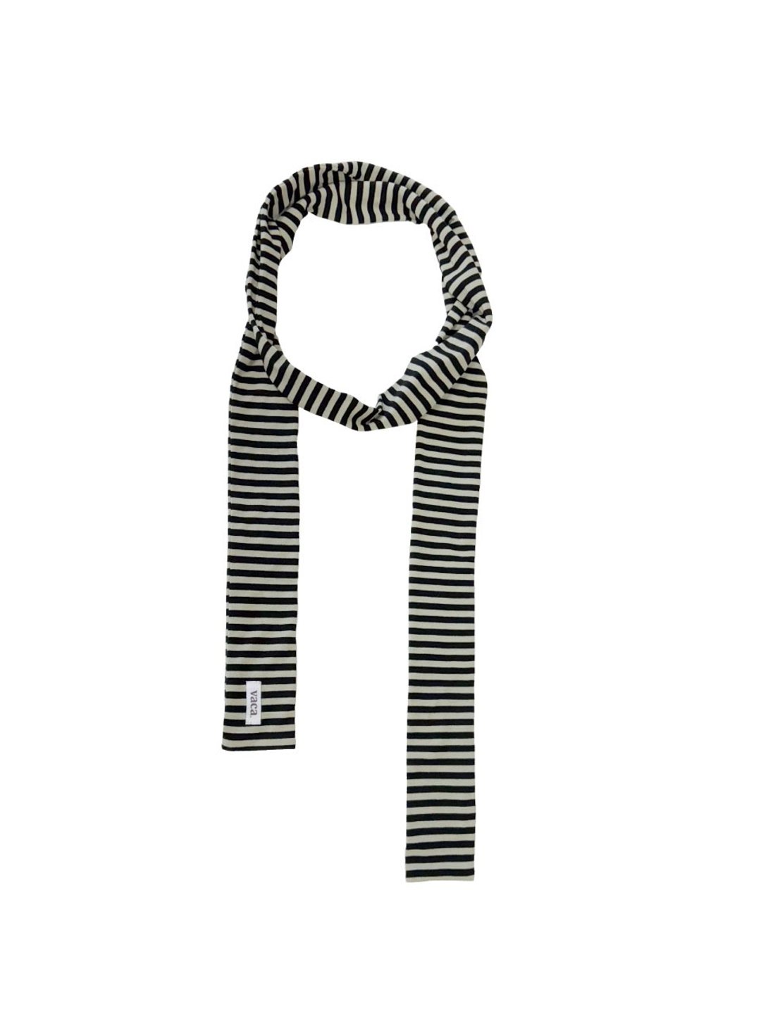 STRIPE LOGO MUFFLER (黑色) - 丝巾 - 棉 黑色