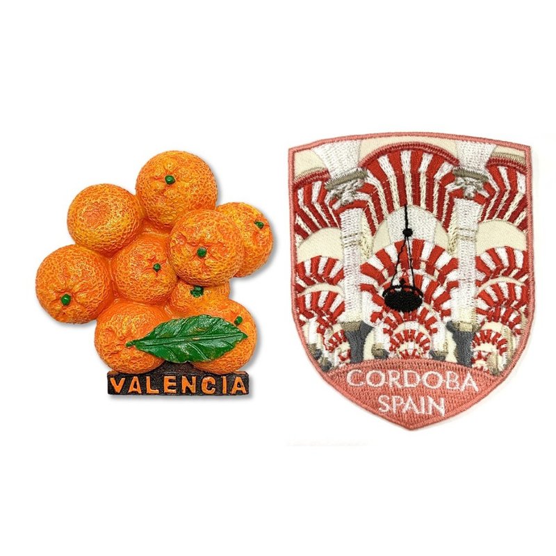西班牙瓦伦西亚橘子立体冰箱贴+西班牙 科尔多瓦主教座堂 绣片贴 - 冰箱贴/磁贴 - 橡胶 多色