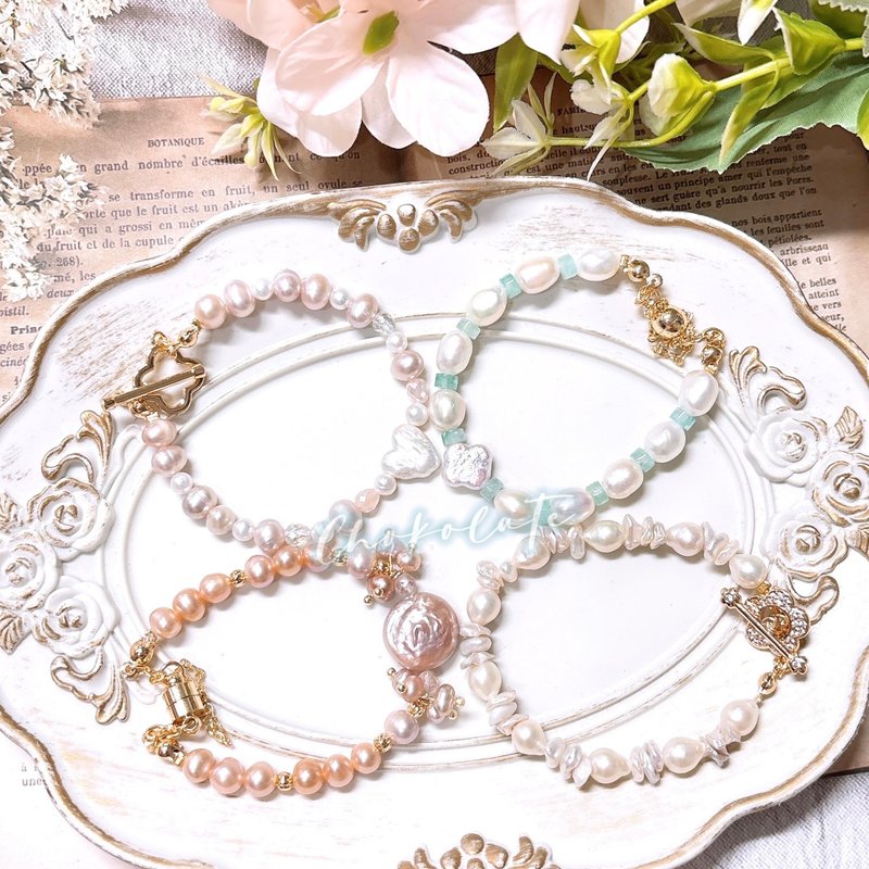 淡水珍珠手链 Freshwater pearl bracelet - 手链/手环 - 珍珠 多色