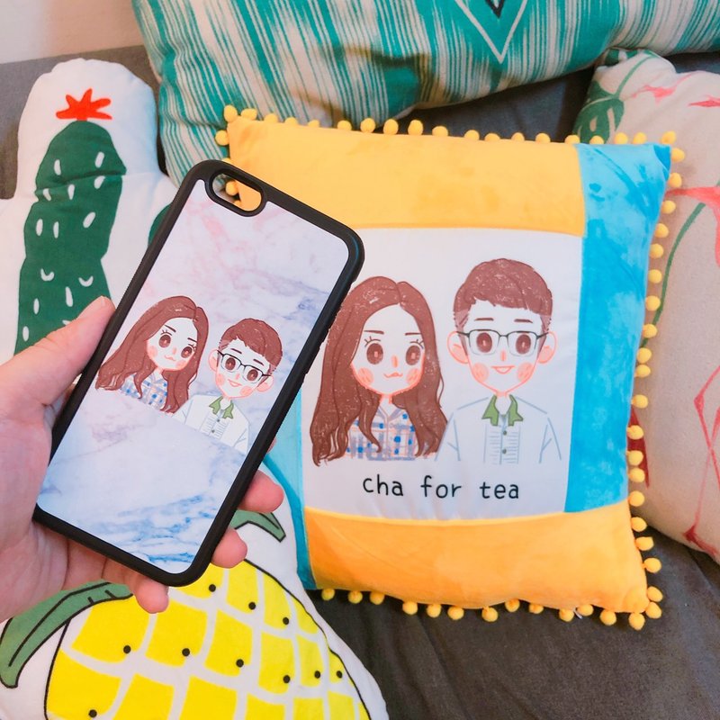 拥抱着你和我的美好 【小清新】 似颜绘 手绘礼物 定制化抱枕 - 枕头/抱枕 - 棉．麻 透明