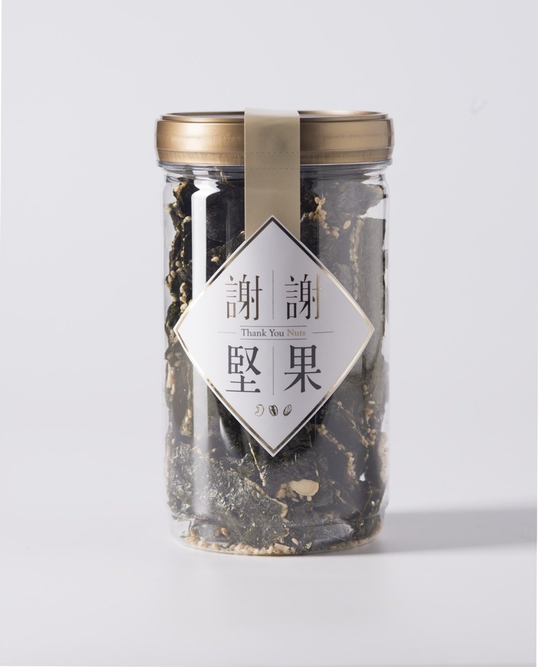 【海苔坚果脆片】(密封罐)(严选素食零嘴)(非油炸，不死咸)(素食) - 零食/点心 - 塑料 金色