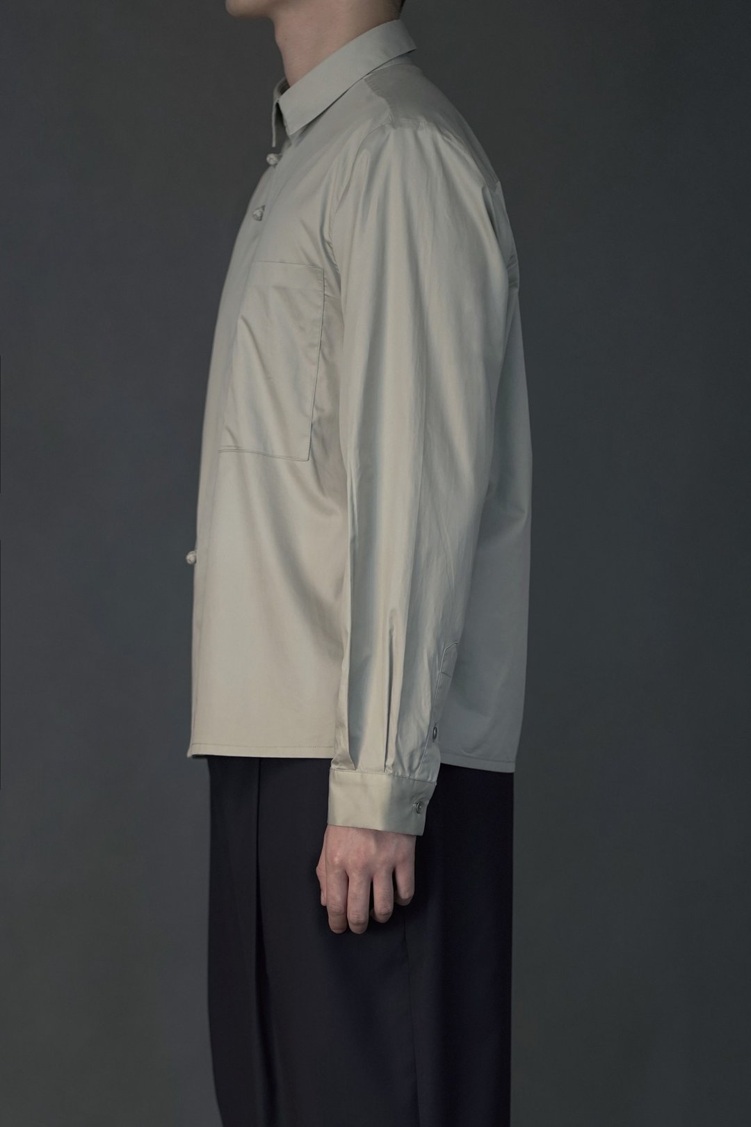 Knot Button Shirt | Stone Gray - 男装衬衫 - 棉 灰色