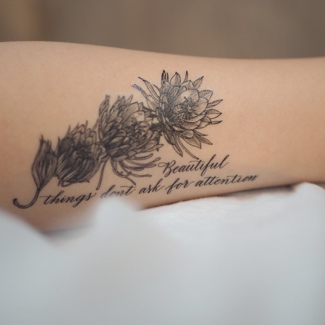 cottontatt 花x字 queen of the night & artichoke 纹身贴纸套装 - 纹身贴 - 其他材质 黑色