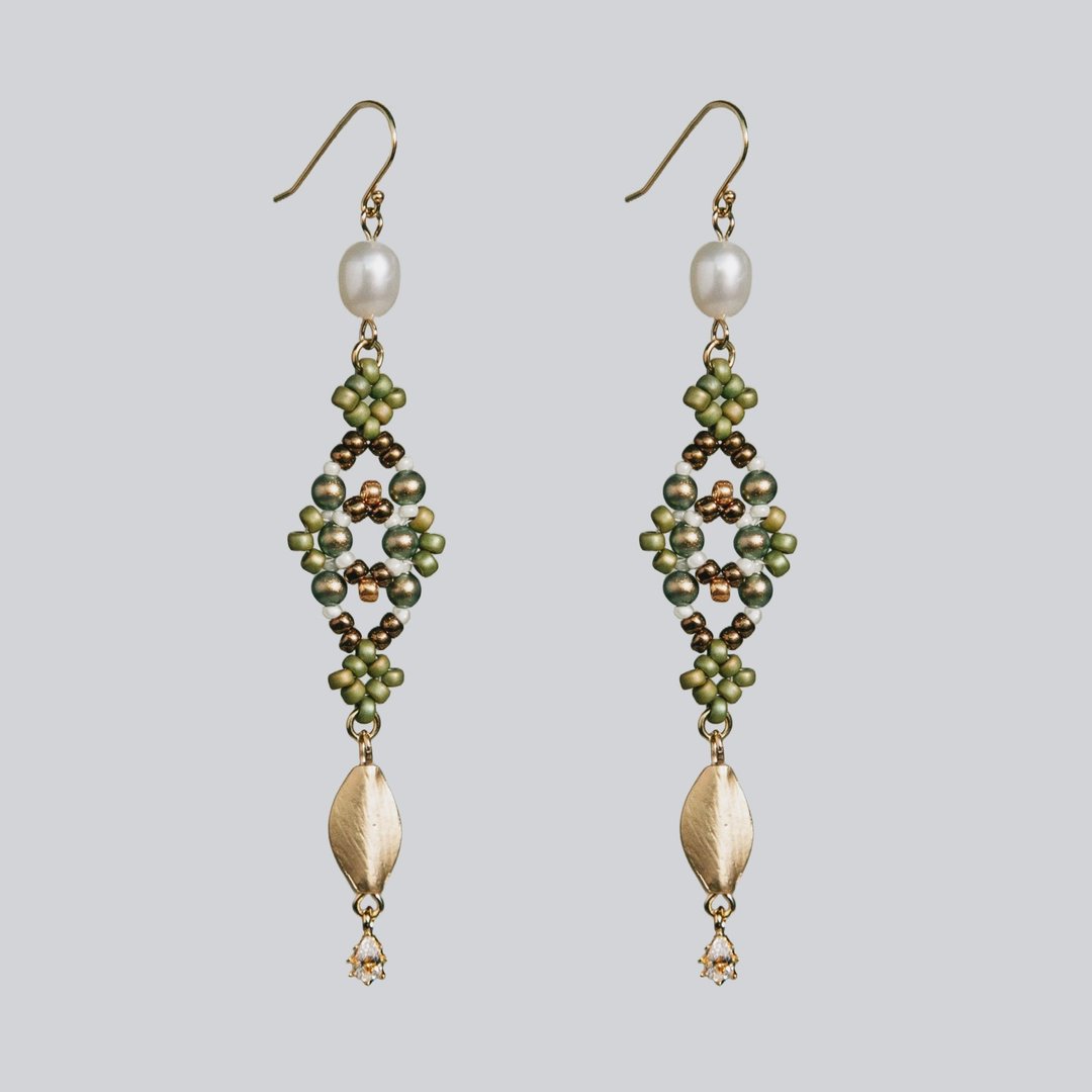 Fatima Earrings 法缔玛图纹迷宫耳饰 - 耳环/耳夹 - 玻璃 绿色