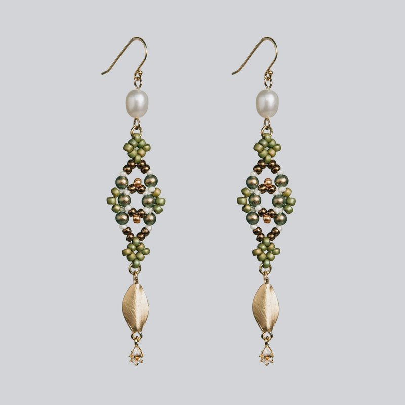 Fatima Earrings 法缔玛图纹迷宫耳饰 - 耳环/耳夹 - 玻璃 绿色