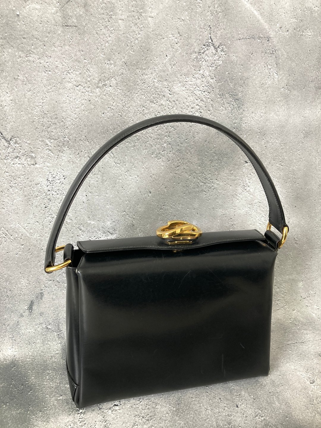 【日本直送，名牌二手包装】GUCCI GG金属配件皮革手提包黑vintage复古老ed2pe2 - 手提包/手提袋 - 真皮 黑色