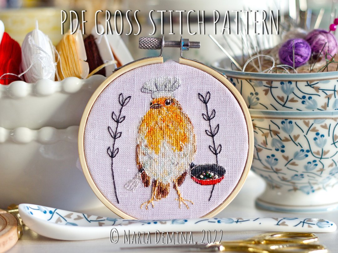 Chef Robin PDF cross stitch pattern 鸟十字绣 - 手工艺教程/工具书 - 其他材质 
