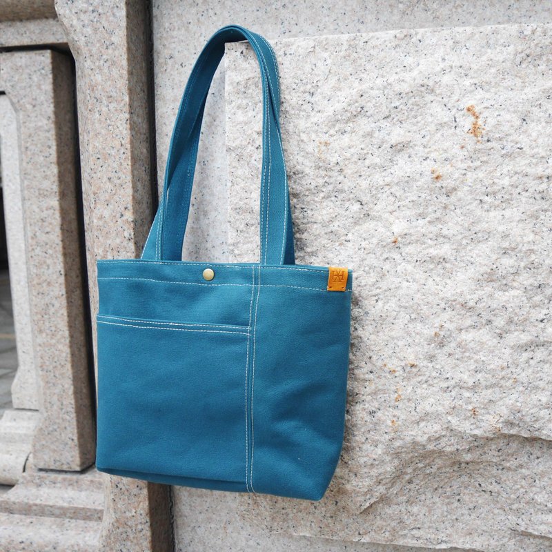 日式设计质感车线托特包M /简约厚磅/台湾帆布/手提托特 #松绿 - 侧背包/斜挎包 - 棉．麻 绿色