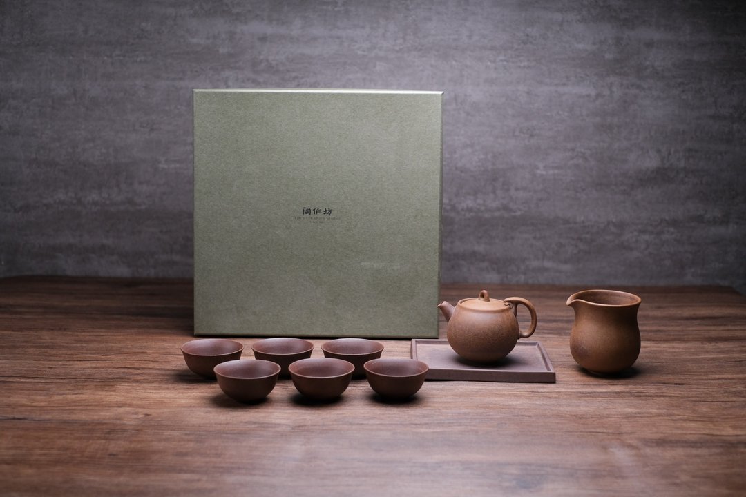 (父亲节送礼) 陶作坊|老岩泥满好壶_九件组(火/ 焱焱) - 茶具/茶杯 - 其他材质 咖啡色