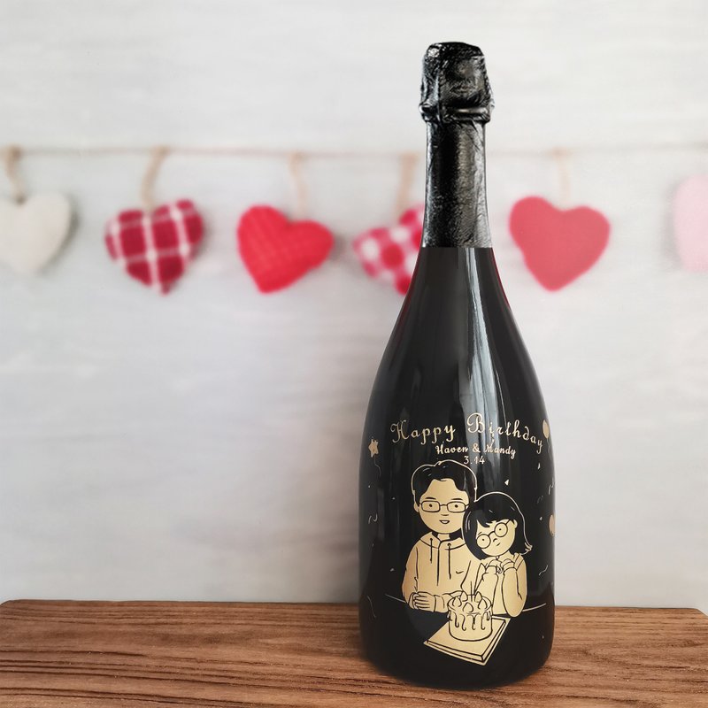 Dom Pérignon |订制情侣生日礼物可爱Q版手绘风香槟 - 酒类 - 玻璃 