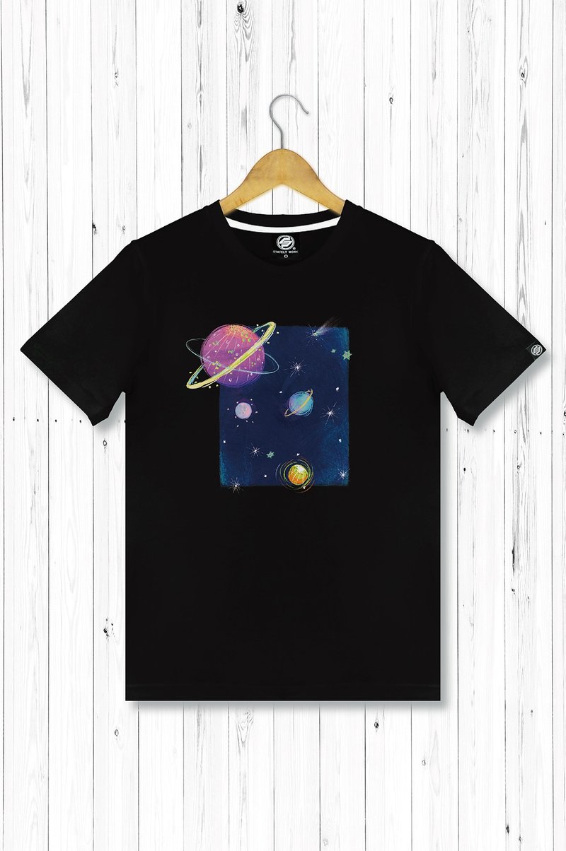 STATELYWORK小宇宙 男短T恤 黑灰二色 - 男装上衣/T 恤 - 棉．麻 黑色