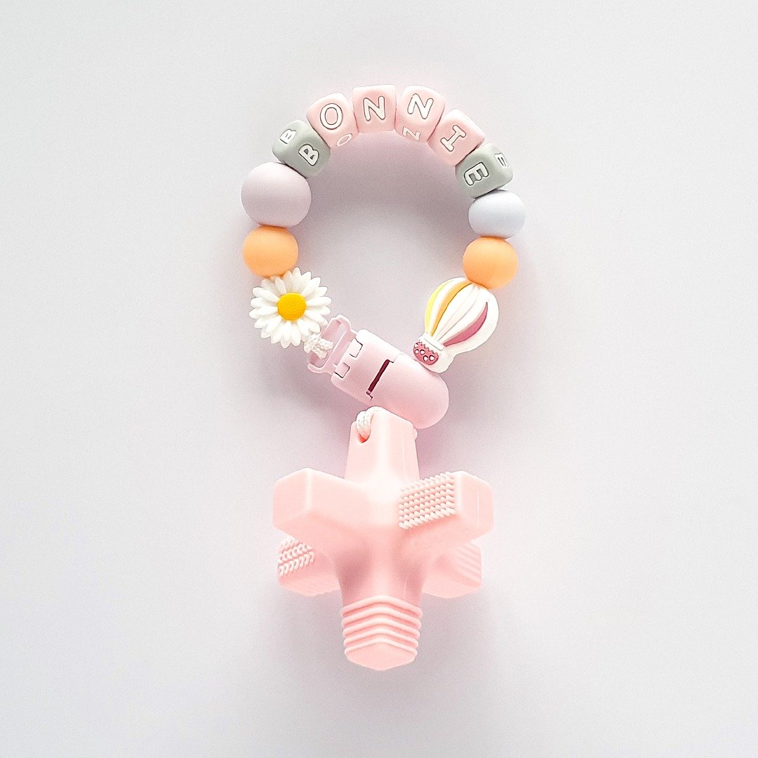 BONNIE 雏菊 热气球 粉色消波块固齿器 / 定制化奶嘴链 - 玩具/玩偶 - 其他材质 多色